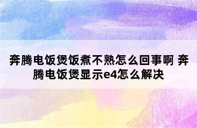 奔腾电饭煲饭煮不熟怎么回事啊 奔腾电饭煲显示e4怎么解决